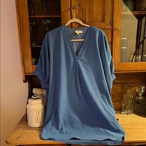 Blue V-Neck Women's Top